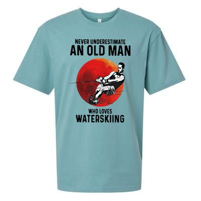 Never Underestimate An Old Who Loves Water Skiing Gift Sueded Cloud Jersey T-Shirt