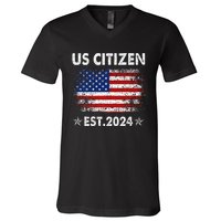 New Us Citizen Est 2024 American Immigrant Citizenship Gifts V-Neck T-Shirt