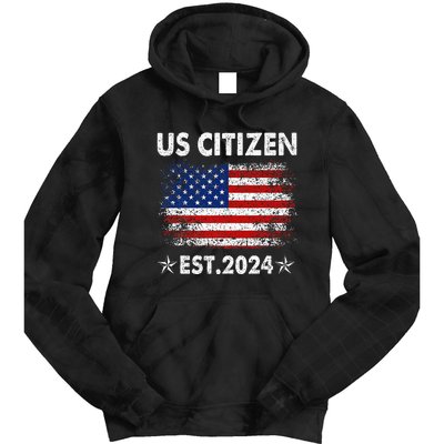 New Us Citizen Est 2024 American Immigrant Citizenship Gifts Tie Dye Hoodie