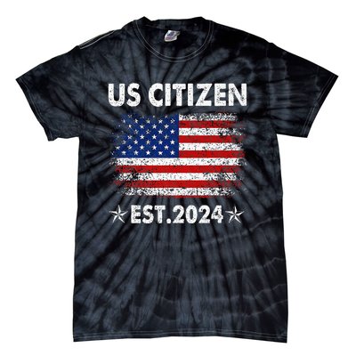 New Us Citizen Est 2024 American Immigrant Citizenship Gifts Tie-Dye T-Shirt