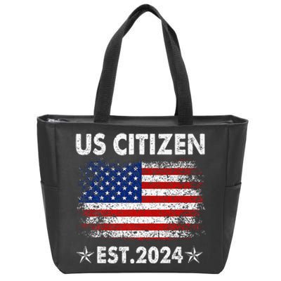 New Us Citizen Est 2024 American Immigrant Citizenship Gifts Zip Tote Bag