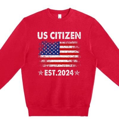 New Us Citizen Est 2024 American Immigrant Citizenship Gifts Premium Crewneck Sweatshirt