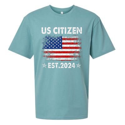 New Us Citizen Est 2024 American Immigrant Citizenship Gifts Sueded Cloud Jersey T-Shirt