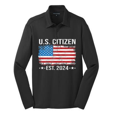 New Us Citizen Est 2024 American Immigrant Citizenship Silk Touch Performance Long Sleeve Polo