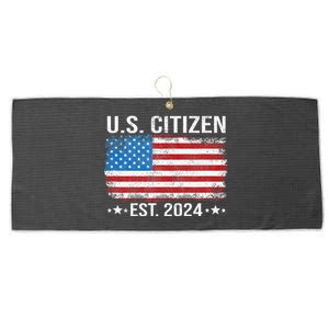 New Us Citizen Est 2024 American Immigrant Citizenship Large Microfiber Waffle Golf Towel