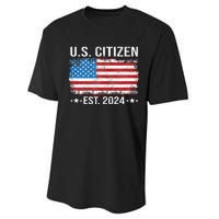 New Us Citizen Est 2024 American Immigrant Citizenship Performance Sprint T-Shirt