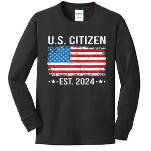 New Us Citizen Est 2024 American Immigrant Citizenship Kids Long Sleeve Shirt