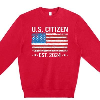 New Us Citizen Est 2024 American Immigrant Citizenship Premium Crewneck Sweatshirt