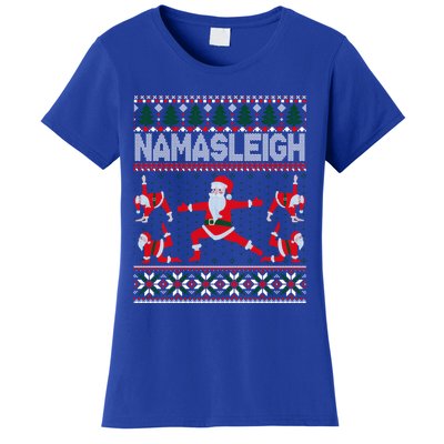 Namasleigh Ugly Christmas Sweater Meme Santa Claus Yoga Gift Women's T-Shirt