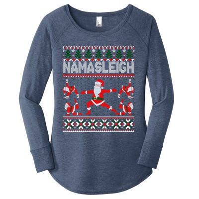 Namasleigh Ugly Christmas Sweater Meme Santa Claus Yoga Gift Women's Perfect Tri Tunic Long Sleeve Shirt