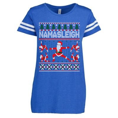 Namasleigh Ugly Christmas Sweater Meme Santa Claus Yoga Gift Enza Ladies Jersey Football T-Shirt