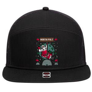 Naughty Ugly Christmas Sweater Gift 7 Panel Mesh Trucker Snapback Hat