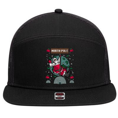 Naughty Ugly Christmas Sweater Gift 7 Panel Mesh Trucker Snapback Hat