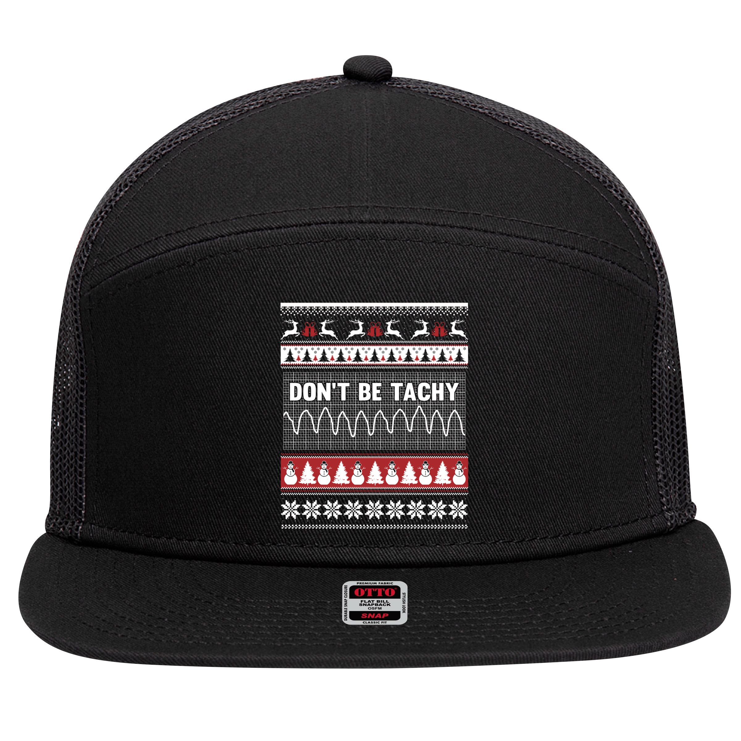 Nurse Ugly Christmas Sweater DonT Be Tachy 7 Panel Mesh Trucker Snapback Hat