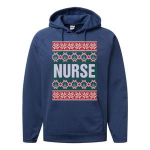 Nurse Ugly Christmas Sweater Performance Fleece Hoodie