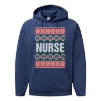 Nurse Ugly Christmas Sweater Performance Fleece Hoodie