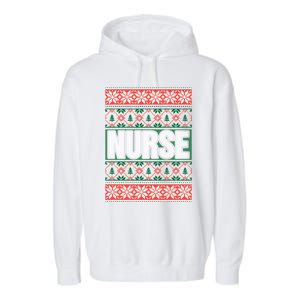 Nurse Ugly Christmas Sweater Garment-Dyed Fleece Hoodie