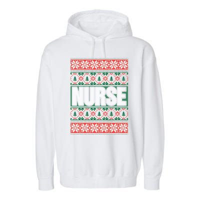 Nurse Ugly Christmas Sweater Garment-Dyed Fleece Hoodie