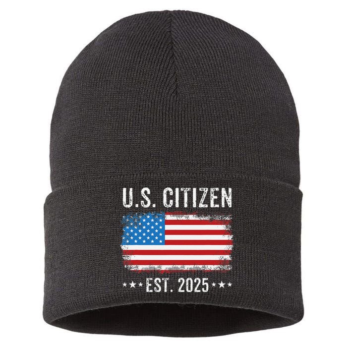 New Us Citizen Est 2025 American Immigrant Citizenship Sustainable Knit Beanie