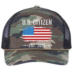 New Us Citizen Est 2025 American Immigrant Citizenship Retro Rope Trucker Hat Cap