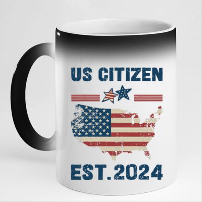 New Us Citizen Est 2024 Immigrant American Citizenship Party 11oz Black Color Changing Mug