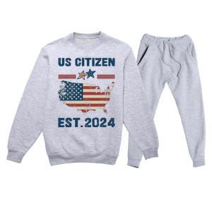 New Us Citizen Est 2024 Immigrant American Citizenship Party Premium Crewneck Sweatsuit Set