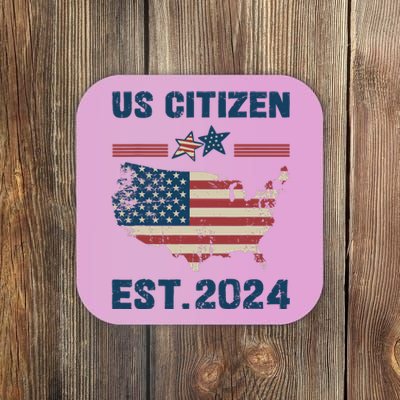 New Us Citizen Est 2024 Immigrant American Citizenship Party Coaster