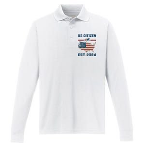 New Us Citizen Est 2024 Immigrant American Citizenship Party Performance Long Sleeve Polo