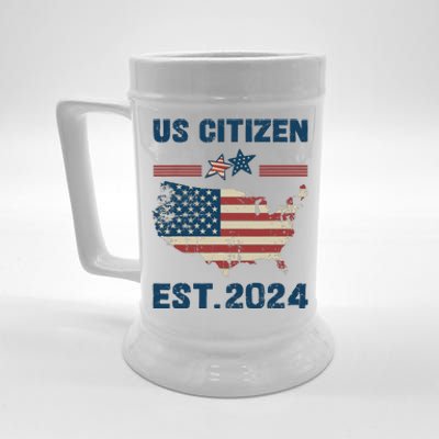 New Us Citizen Est 2024 Immigrant American Citizenship Party Beer Stein