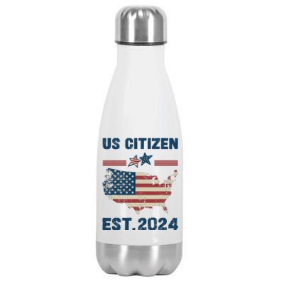 New Us Citizen Est 2024 Immigrant American Citizenship Party Stainless Steel Insulated Water Bottle