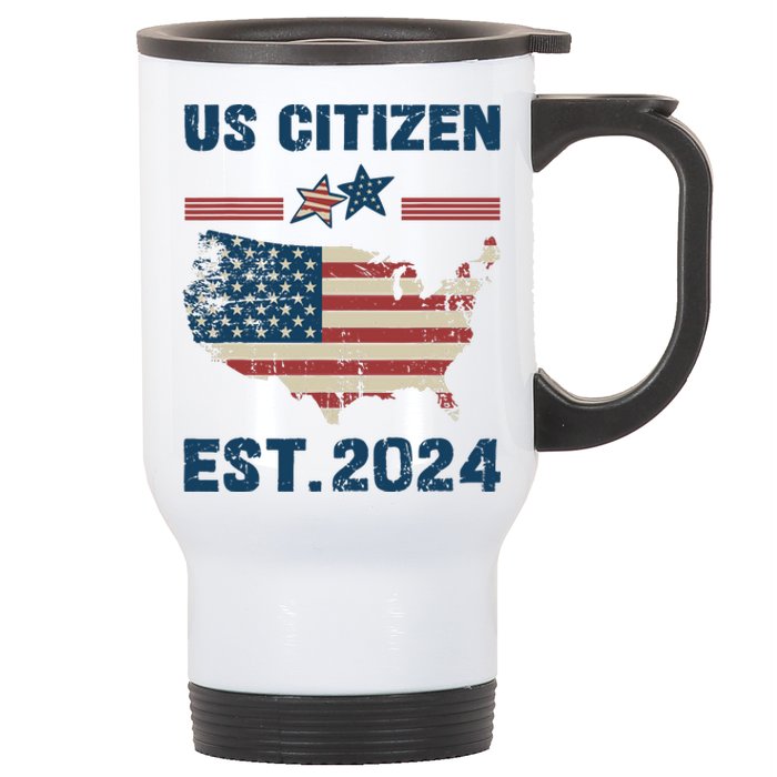 New Us Citizen Est 2024 Immigrant American Citizenship Party Stainless Steel Travel Mug