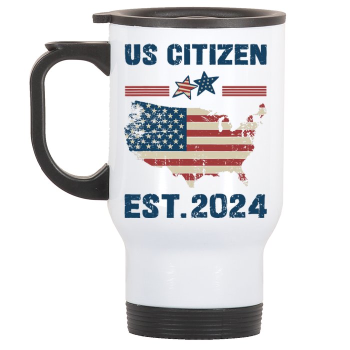 New Us Citizen Est 2024 Immigrant American Citizenship Party Stainless Steel Travel Mug