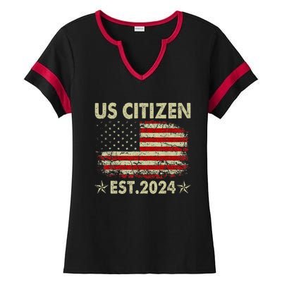 New Us Citizen Est 2024 American Immigrant Citizenship Gifts Ladies Halftime Notch Neck Tee