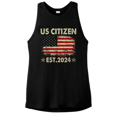 New Us Citizen Est 2024 American Immigrant Citizenship Gifts Ladies PosiCharge Tri-Blend Wicking Tank