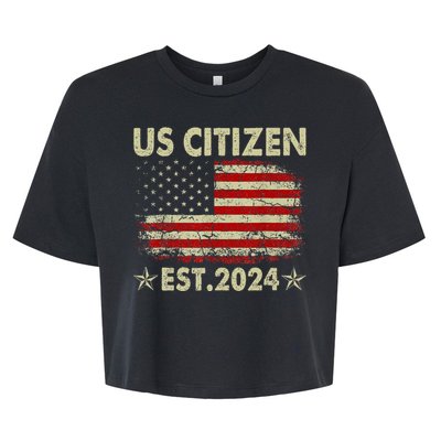 New Us Citizen Est 2024 American Immigrant Citizenship Gifts Bella+Canvas Jersey Crop Tee