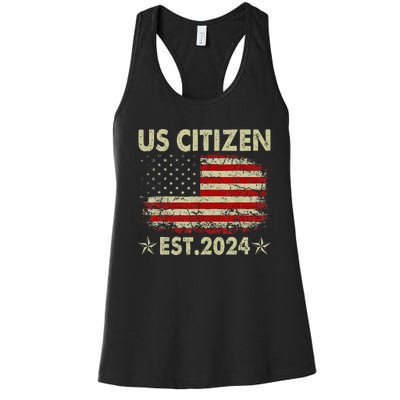 New Us Citizen Est 2024 American Immigrant Citizenship Gifts Women's Racerback Tank