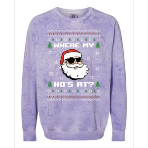 Naughty Ugly Christmas Sweater Funny Adult WhereS My Hos At Meaningful Gift Colorblast Crewneck Sweatshirt