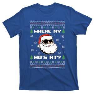 Naughty Ugly Christmas Sweater Funny Adult WhereS My Hos At Meaningful Gift T-Shirt