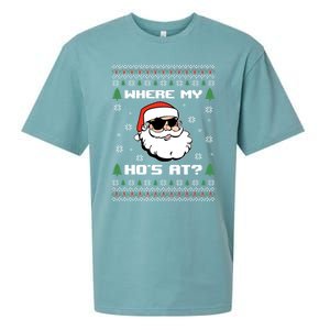 Naughty Ugly Christmas Sweater Funny Adult WhereS My Hos At Meaningful Gift Sueded Cloud Jersey T-Shirt