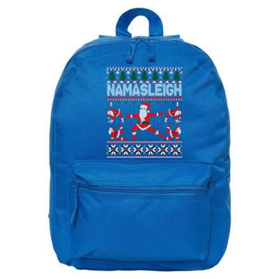 Namasleigh Ugly Christmas Sweater Meme Santa Claus Yoga Gift 16 in Basic Backpack