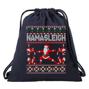 Namasleigh Ugly Christmas Sweater Meme Santa Claus Yoga Gift Drawstring Bag