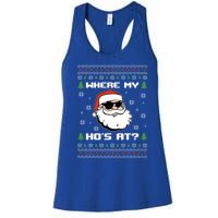 Naughty Ugly Christmas Sweater Funny Adult WhereS My Hos At Great Gift Women's Racerback Tank