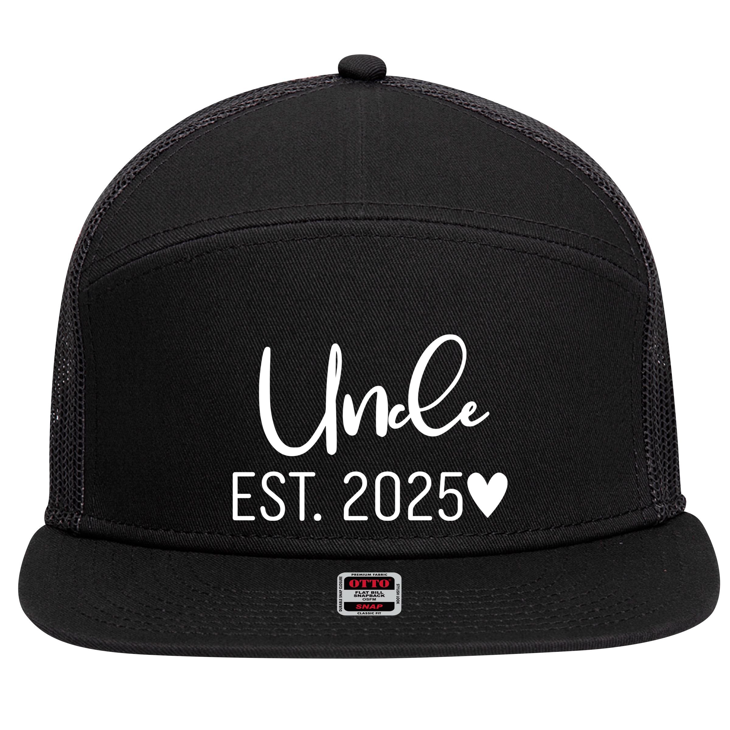 New Uncle Est. 2025 7 Panel Mesh Trucker Snapback Hat