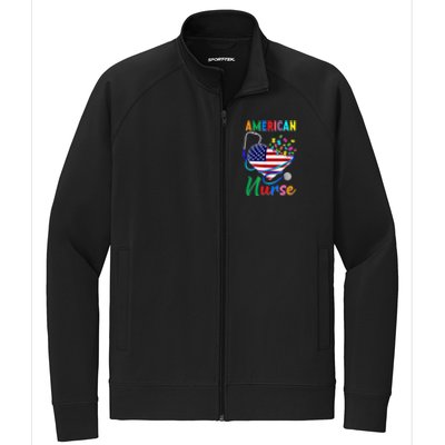 Nurse Usa Flag Nurse Life Nurse Gift For Mom Dad Gift Stretch Full-Zip Cadet Jacket