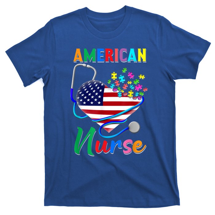 Nurse Usa Flag Nurse Life Nurse Gift For Mom Dad Gift T-Shirt