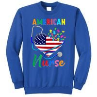 Nurse Usa Flag Nurse Life Nurse Gift For Mom Dad Gift Tall Sweatshirt