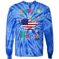 Nurse Usa Flag Nurse Life Nurse Gift For Mom Dad Gift Tie-Dye Long Sleeve Shirt