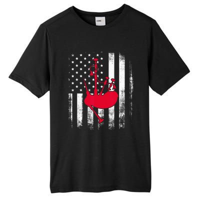 National US Flag American Bagpipe Vintage Highland Pipes Tall Fusion ChromaSoft Performance T-Shirt