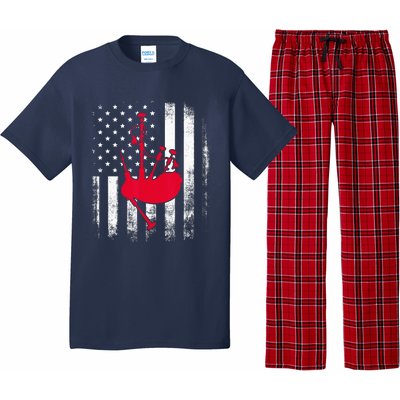 National US Flag American Bagpipe Vintage Highland Pipes Pajama Set