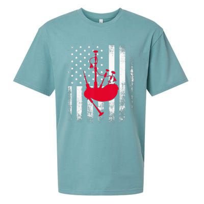 National US Flag American Bagpipe Vintage Highland Pipes Sueded Cloud Jersey T-Shirt